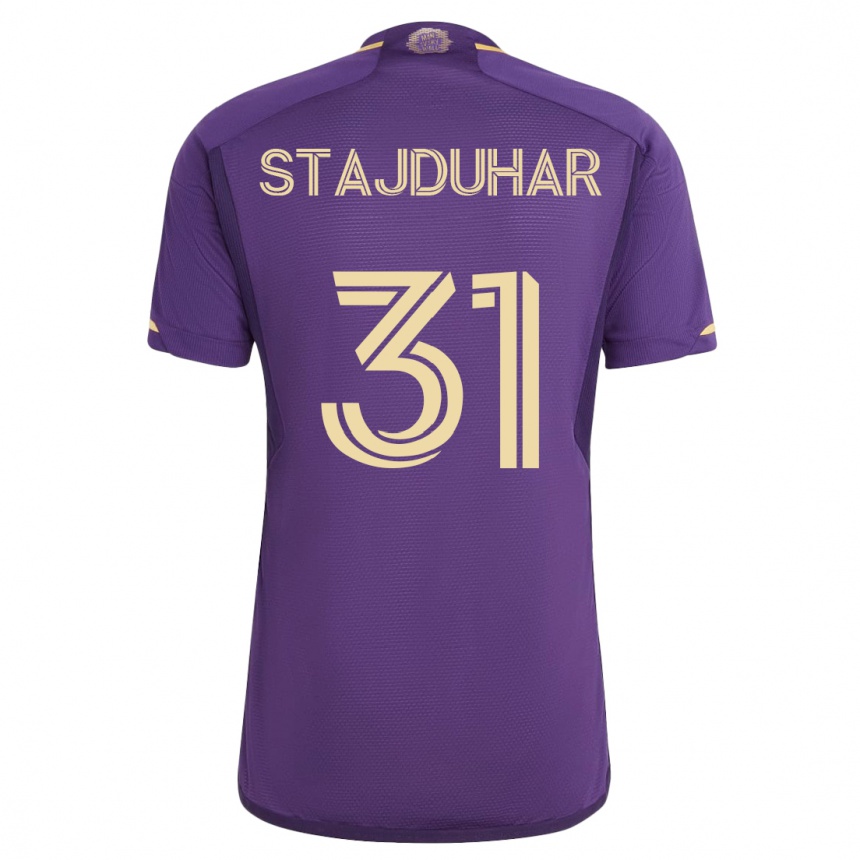 Kids Football Mason Stajduhar #31 Violet Home Jersey 2023/24 T-Shirt