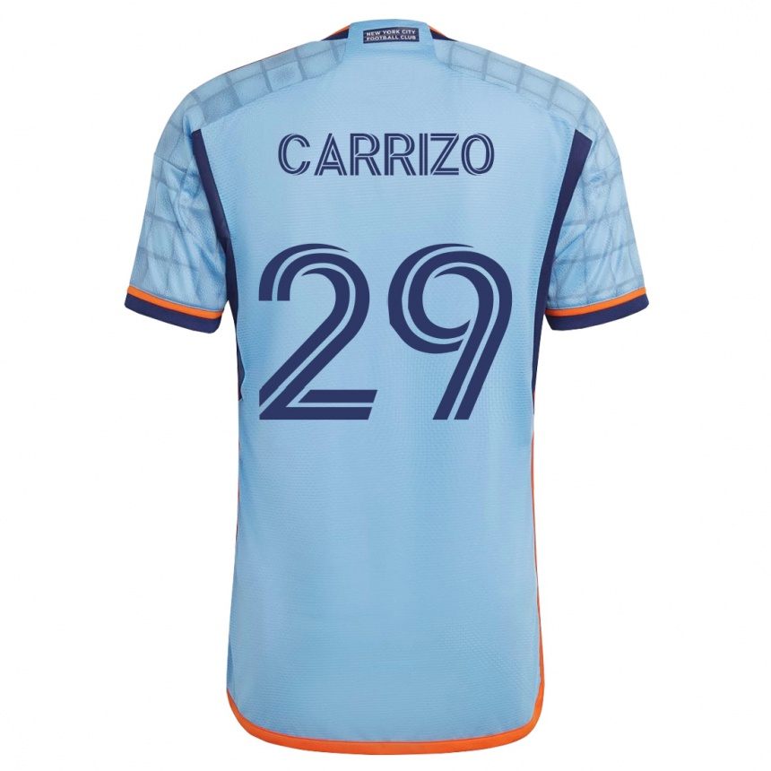 Kids Football Máximo Carrizo #29 Blue Home Jersey 2023/24 T-Shirt