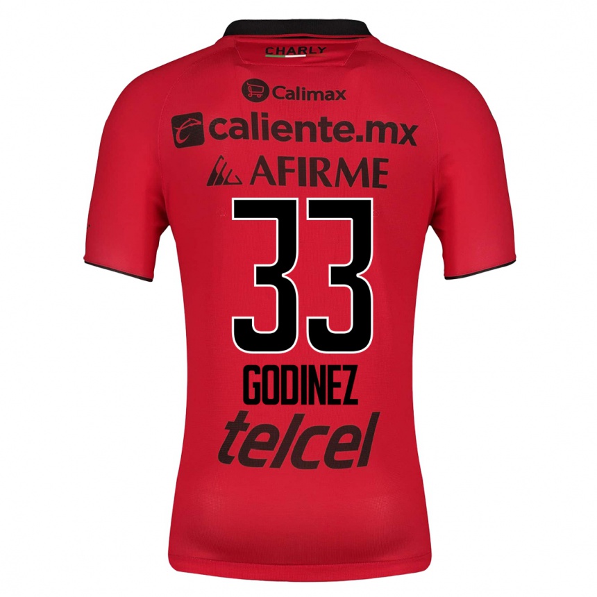 Kids Football Rodrigo Godínez #33 Red Home Jersey 2023/24 T-Shirt