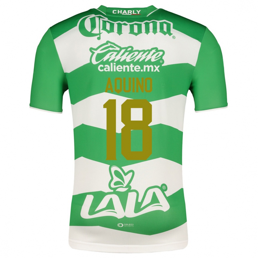 Kids Football Pedro Aquino #18 Green Home Jersey 2023/24 T-Shirt