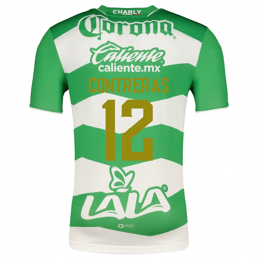 Kids Football Karol Contreras #12 Green Home Jersey 2023/24 T-Shirt