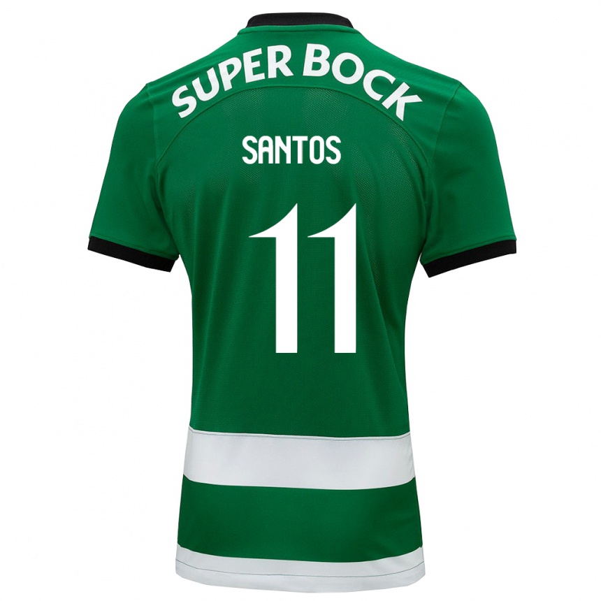 Kids Football Nuno Santos #11 Green Home Jersey 2023/24 T-Shirt