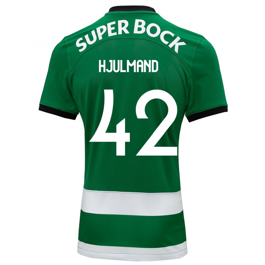 Kids Football Morten Hjulmand #42 Green Home Jersey 2023/24 T-Shirt