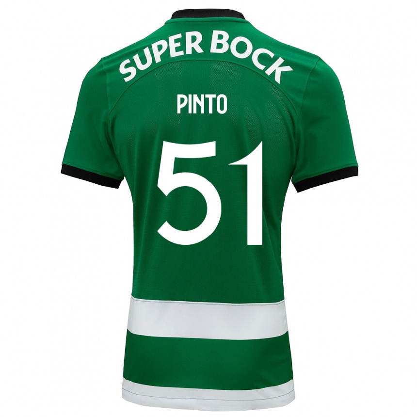 Kids Football Diogo Pinto #51 Green Home Jersey 2023/24 T-Shirt