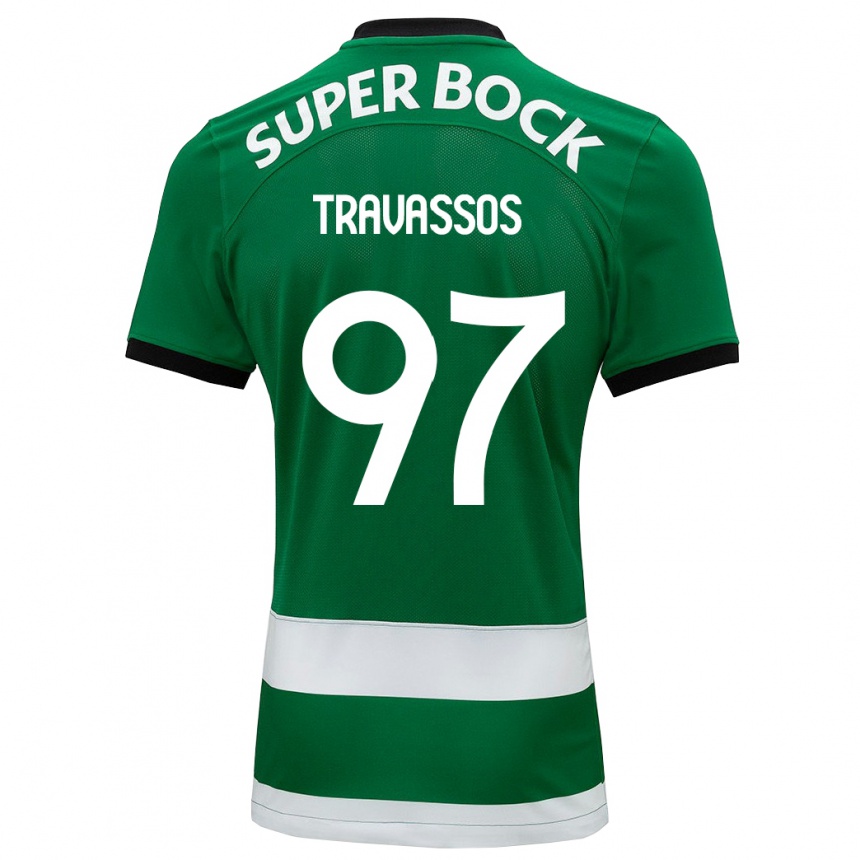 Kids Football Travassos #97 Green Home Jersey 2023/24 T-Shirt