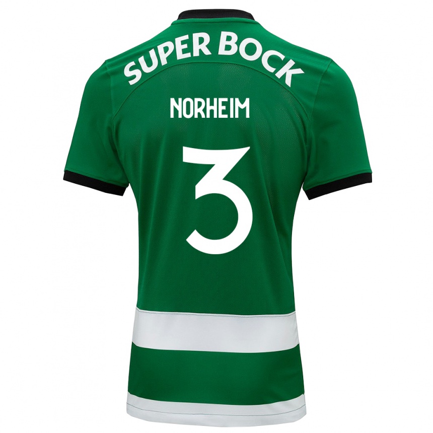 Kids Football Andrea Norheim #3 Green Home Jersey 2023/24 T-Shirt