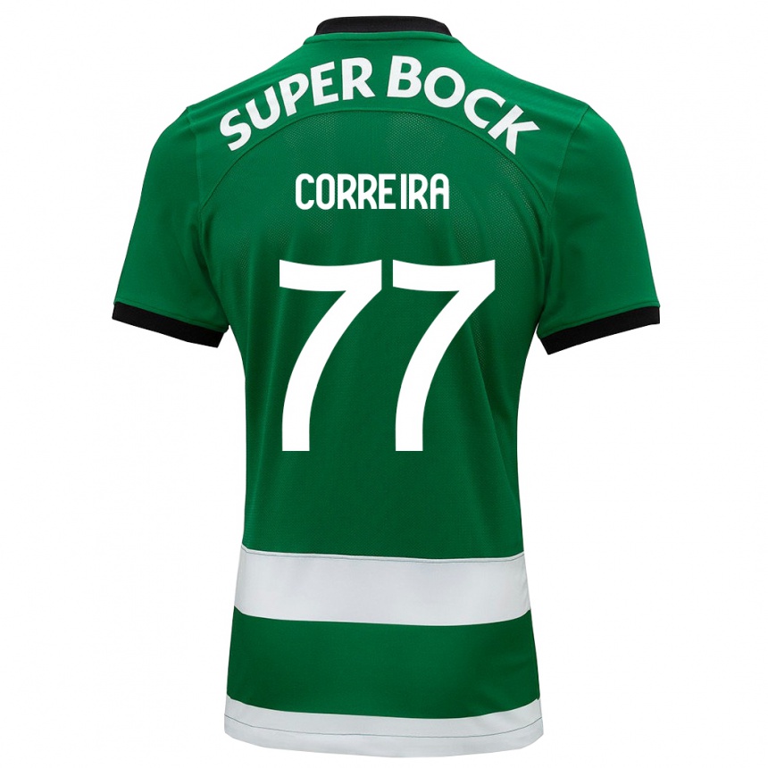 Kids Football Alicia Figueiredo Lima Correia #77 Green Home Jersey 2023/24 T-Shirt