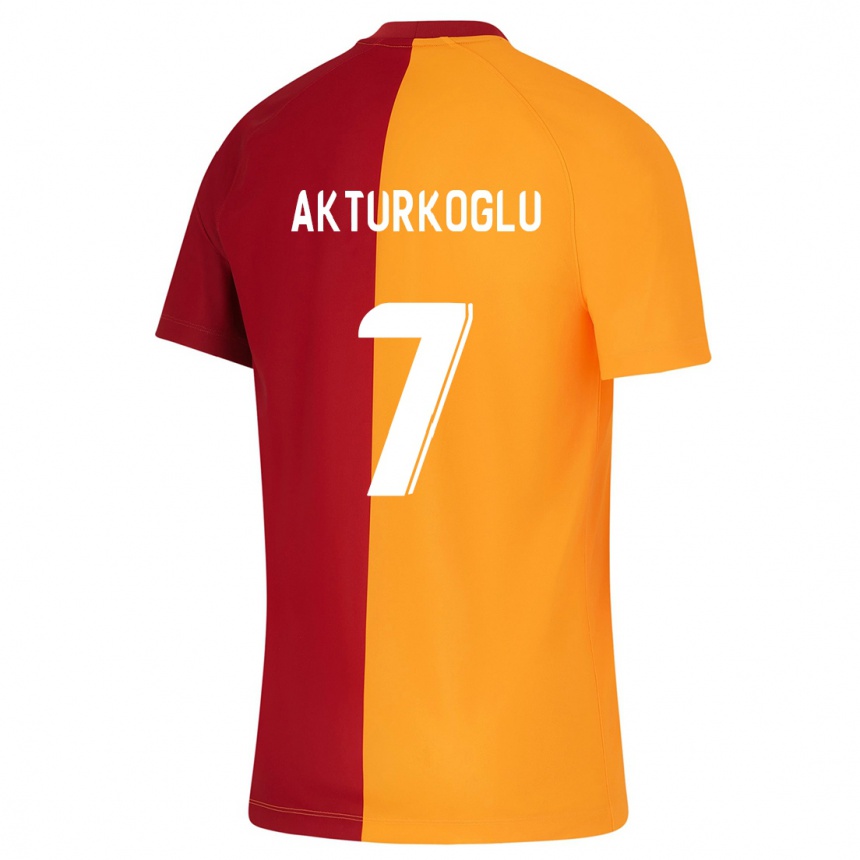 Kids Football Kerem Aktürkoğlu #7 Orange Home Jersey 2023/24 T-Shirt