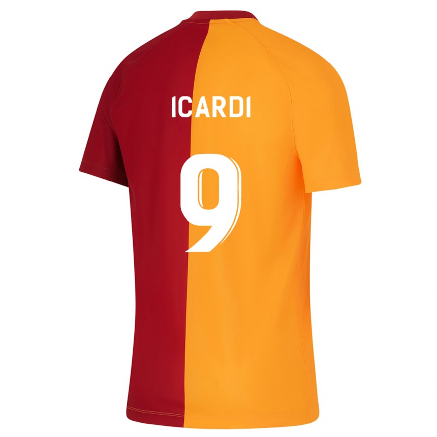 Kids Football Mauro Icardi #9 Orange Home Jersey 2023/24 T-Shirt