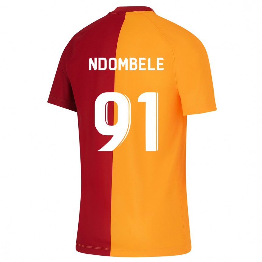 Kids Football Tanguy Ndombele #91 Orange Home Jersey 2023/24 T-Shirt