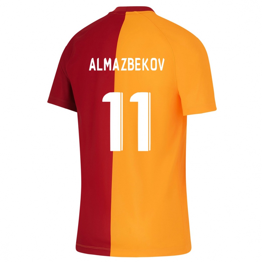Kids Football Beknaz Almazbekov #11 Orange Home Jersey 2023/24 T-Shirt