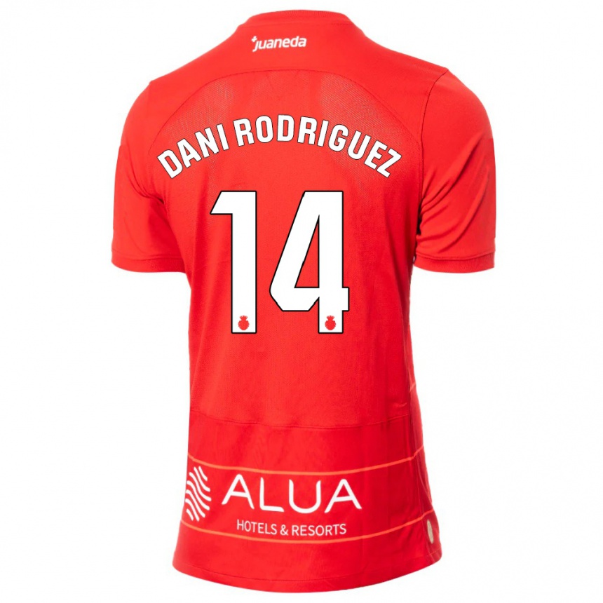 Kids Football Dani Rodríguez #14 Red Home Jersey 2023/24 T-Shirt