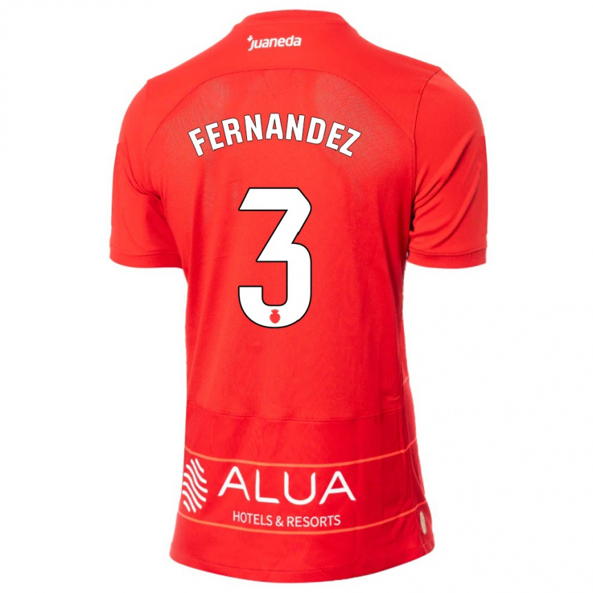 Kids Football Marcos Fernández #3 Red Home Jersey 2023/24 T-Shirt