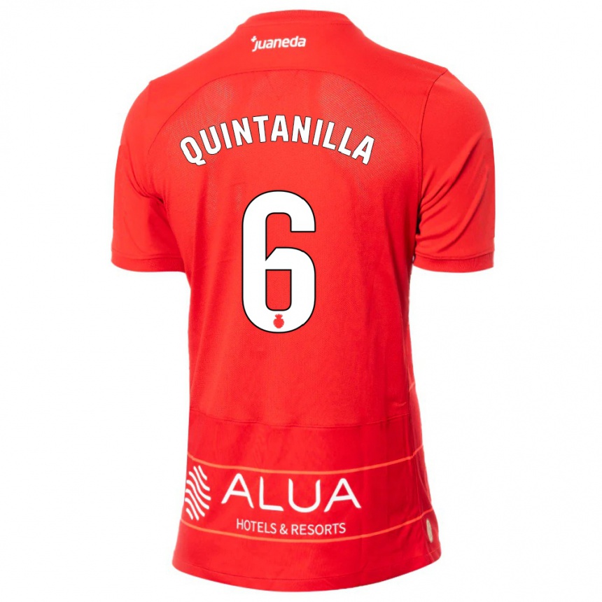 Kids Football Rubén Quintanilla #6 Red Home Jersey 2023/24 T-Shirt