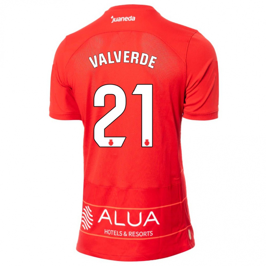 Kids Football David Valverde #21 Red Home Jersey 2023/24 T-Shirt