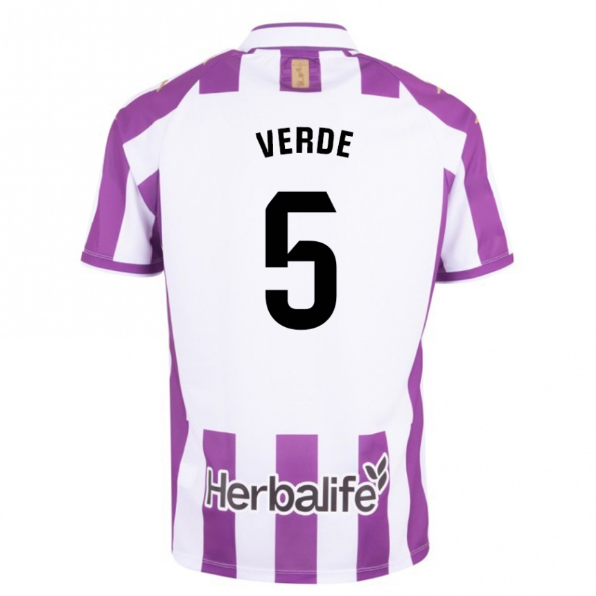 Kids Football Adrián Verde #5 Purple Home Jersey 2023/24 T-Shirt