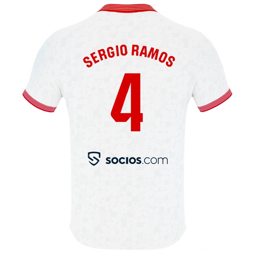 Kids Football Sergio Ramos #4 White Home Jersey 2023/24 T-Shirt