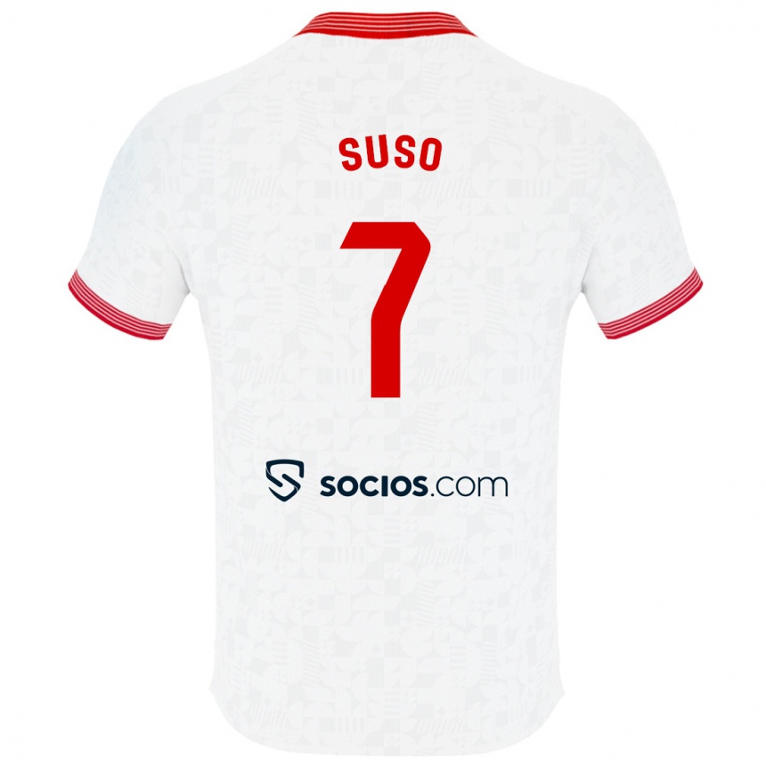 Kids Football Suso #7 White Home Jersey 2023/24 T-Shirt