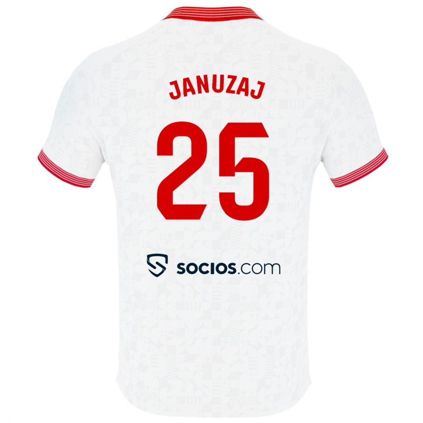 Kids Football Adnan Januzaj #25 White Home Jersey 2023/24 T-Shirt