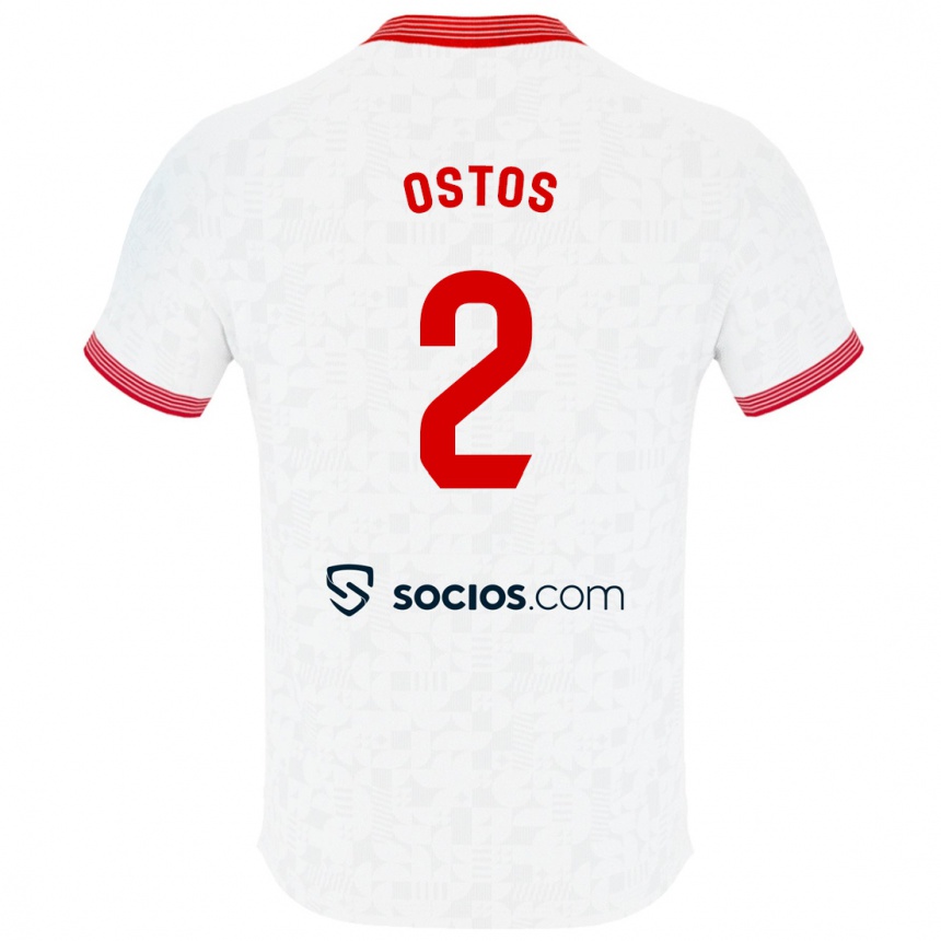 Kids Football Fran Ostos #2 White Home Jersey 2023/24 T-Shirt