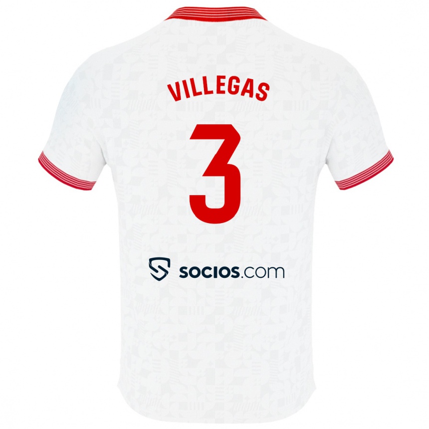 Kids Football Juancho Villegas #3 White Home Jersey 2023/24 T-Shirt