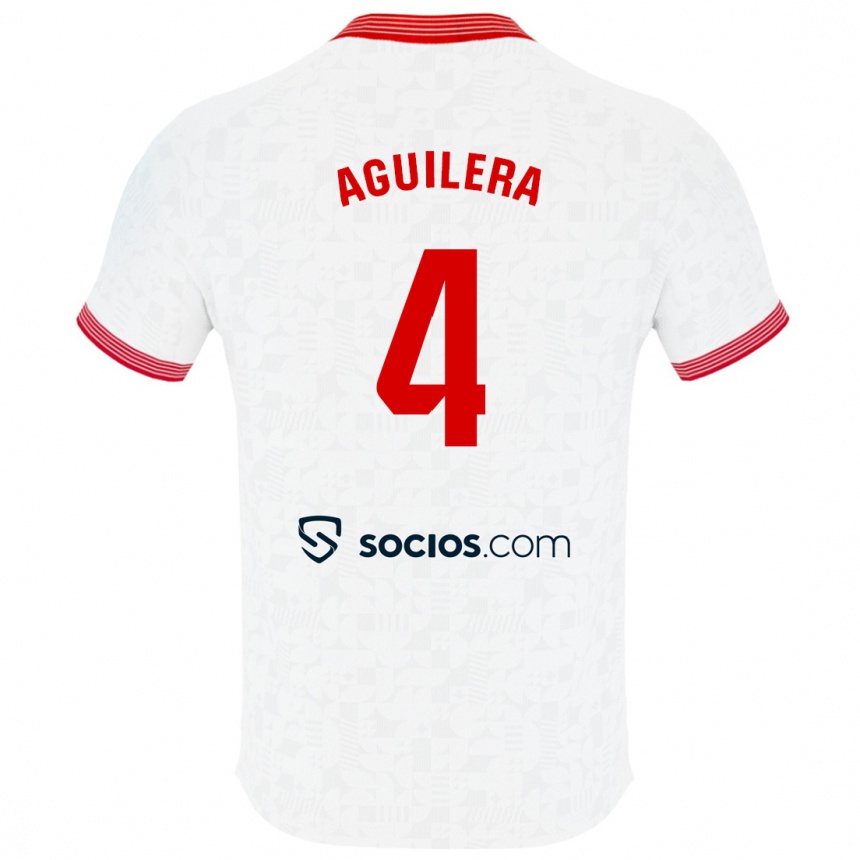 Kids Football Juanan Aguilera #4 White Home Jersey 2023/24 T-Shirt