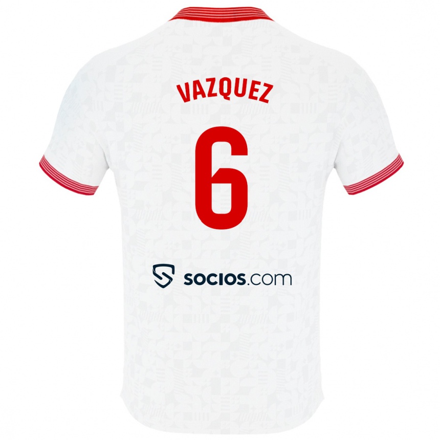 Kids Football Manolo Vázquez #6 White Home Jersey 2023/24 T-Shirt