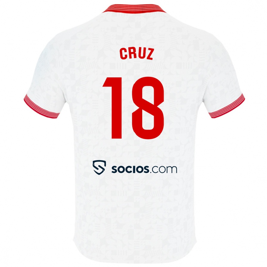Kids Football Jesús Cruz #18 White Home Jersey 2023/24 T-Shirt
