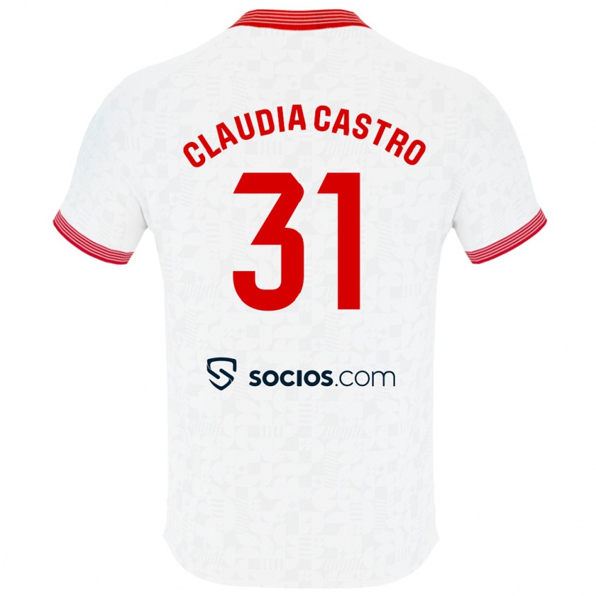 Kids Football Claudia Castro Romero #31 White Home Jersey 2023/24 T-Shirt