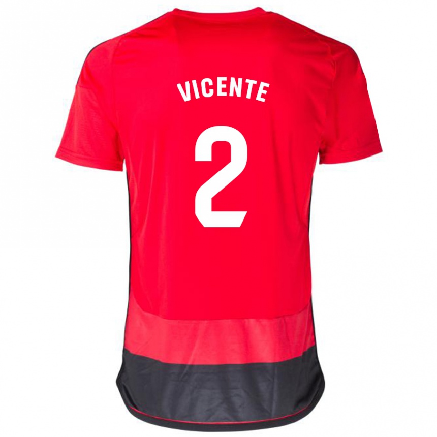 Kids Football David Vicente #2 Red Black Home Jersey 2023/24 T-Shirt