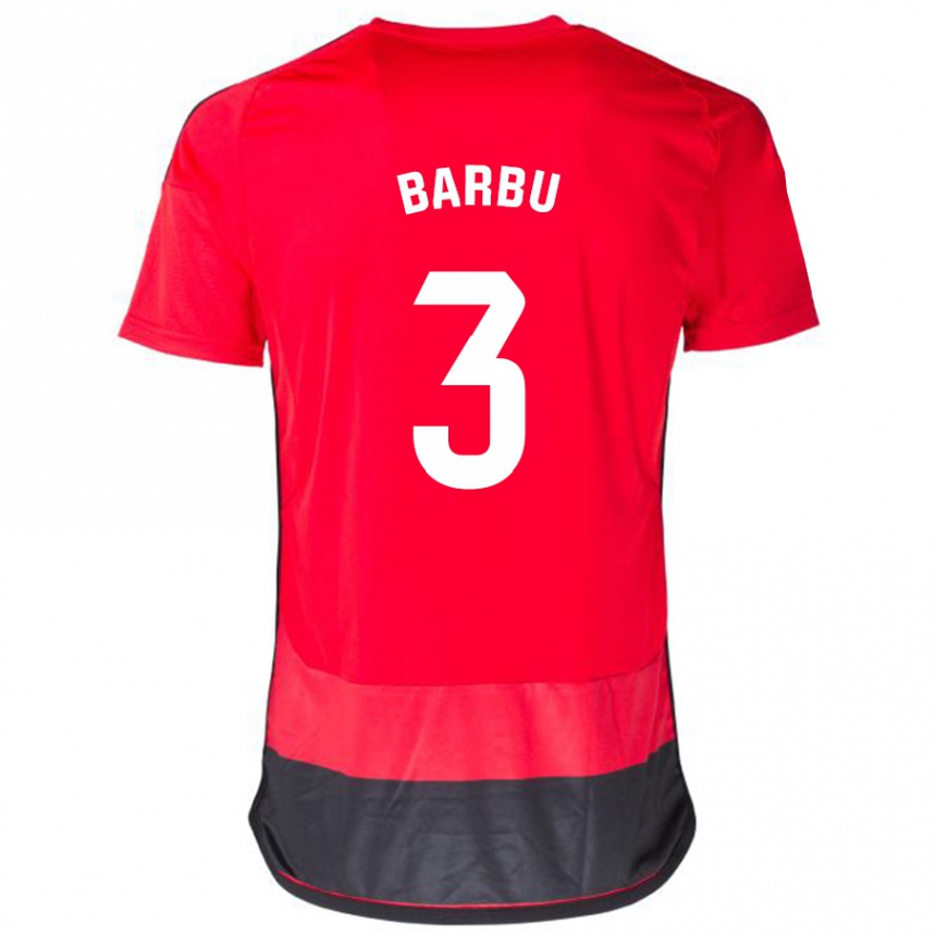 Kids Football Álex Barbu #3 Red Black Home Jersey 2023/24 T-Shirt