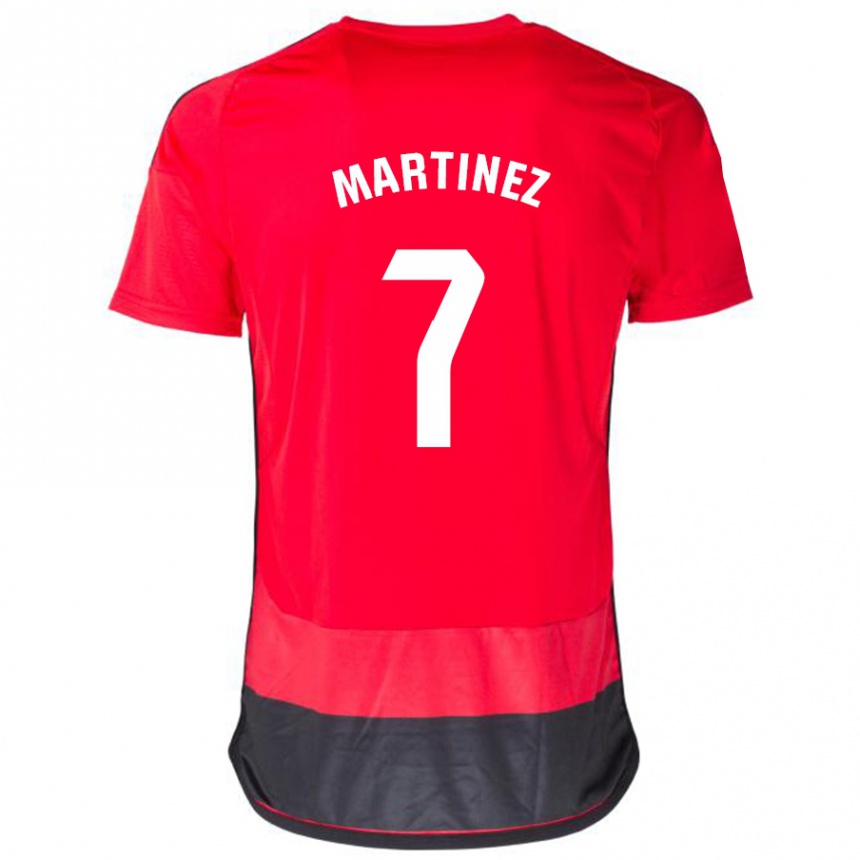 Kids Football Gabri Martínez #7 Red Black Home Jersey 2023/24 T-Shirt