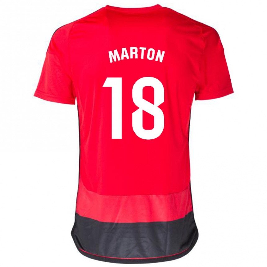 Kids Football Javier Martón #18 Red Black Home Jersey 2023/24 T-Shirt