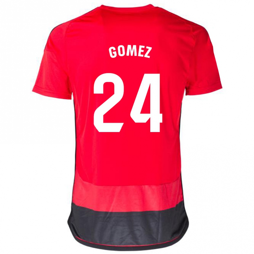 Kids Football Jonathan Gómez #24 Red Black Home Jersey 2023/24 T-Shirt