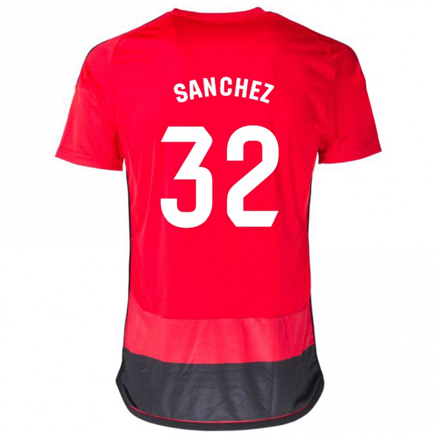 Kids Football Rubén Sánchez #32 Red Black Home Jersey 2023/24 T-Shirt