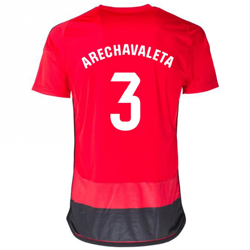 Kids Football Jorge Arechavaleta #3 Red Black Home Jersey 2023/24 T-Shirt