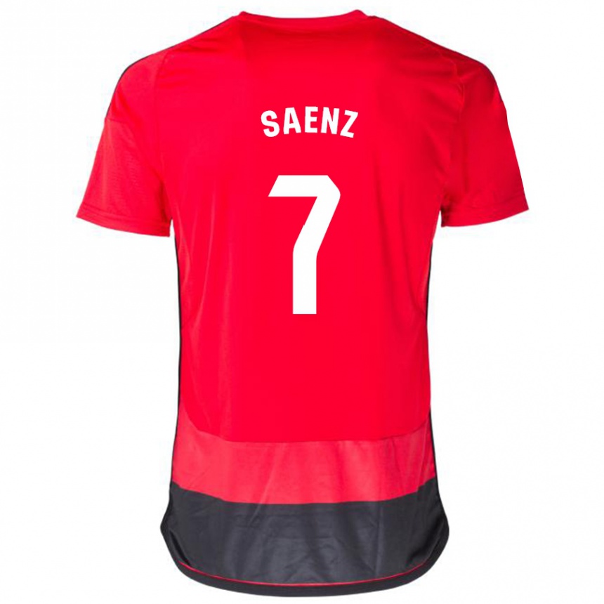 Kids Football Raúl Sáenz #7 Red Black Home Jersey 2023/24 T-Shirt