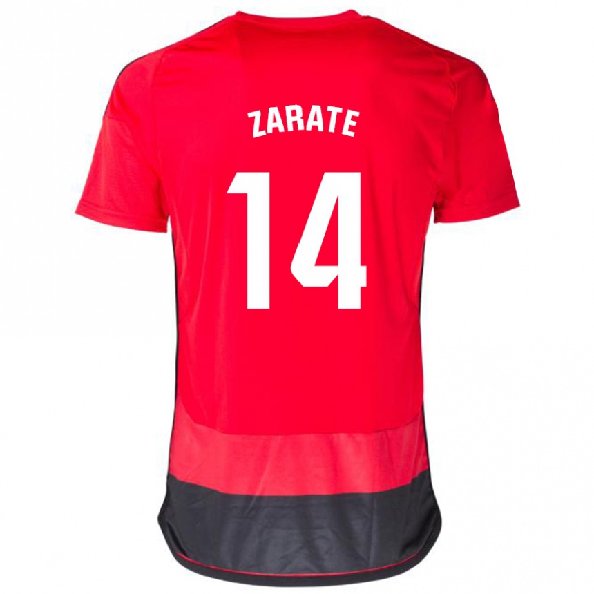 Kids Football Hugo Zárate #14 Red Black Home Jersey 2023/24 T-Shirt