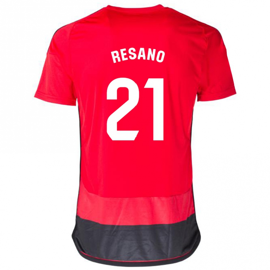 Kids Football Xabier Resano #21 Red Black Home Jersey 2023/24 T-Shirt