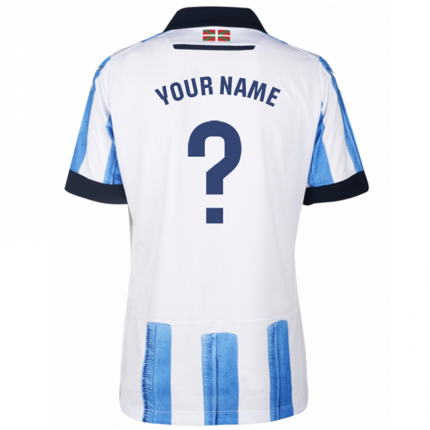 Kids Football Your Name #0 Blue White Home Jersey 2023/24 T-Shirt