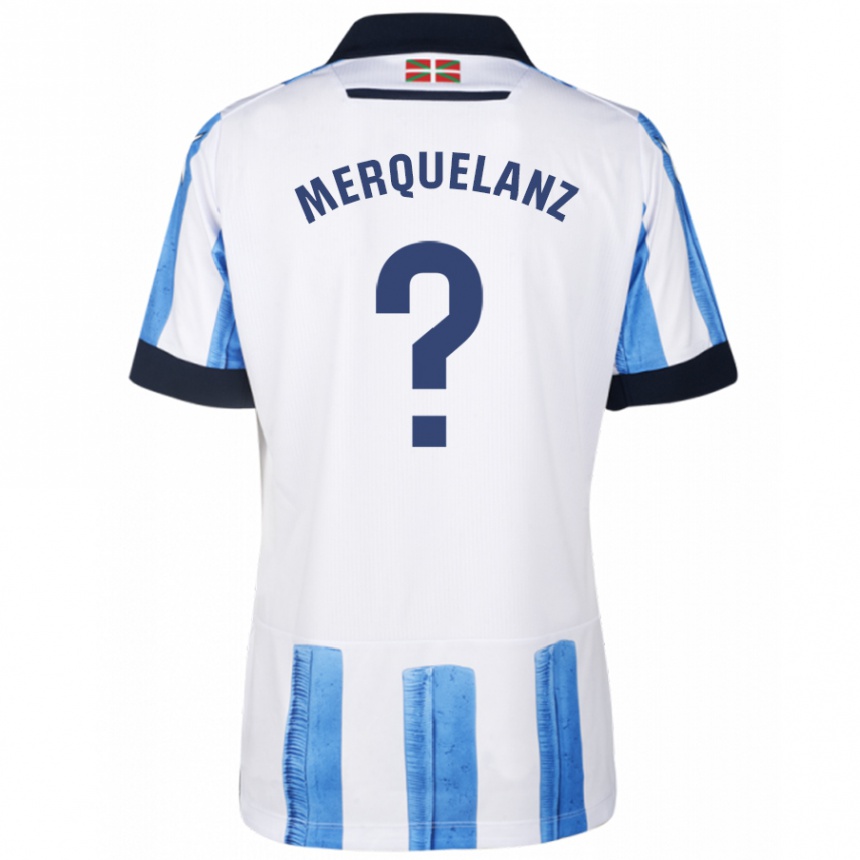 Kids Football Martín Merquelanz #0 Blue White Home Jersey 2023/24 T-Shirt