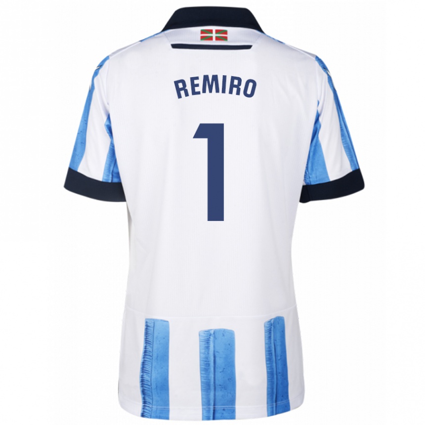 Kids Football Álex Remiro #1 Blue White Home Jersey 2023/24 T-Shirt