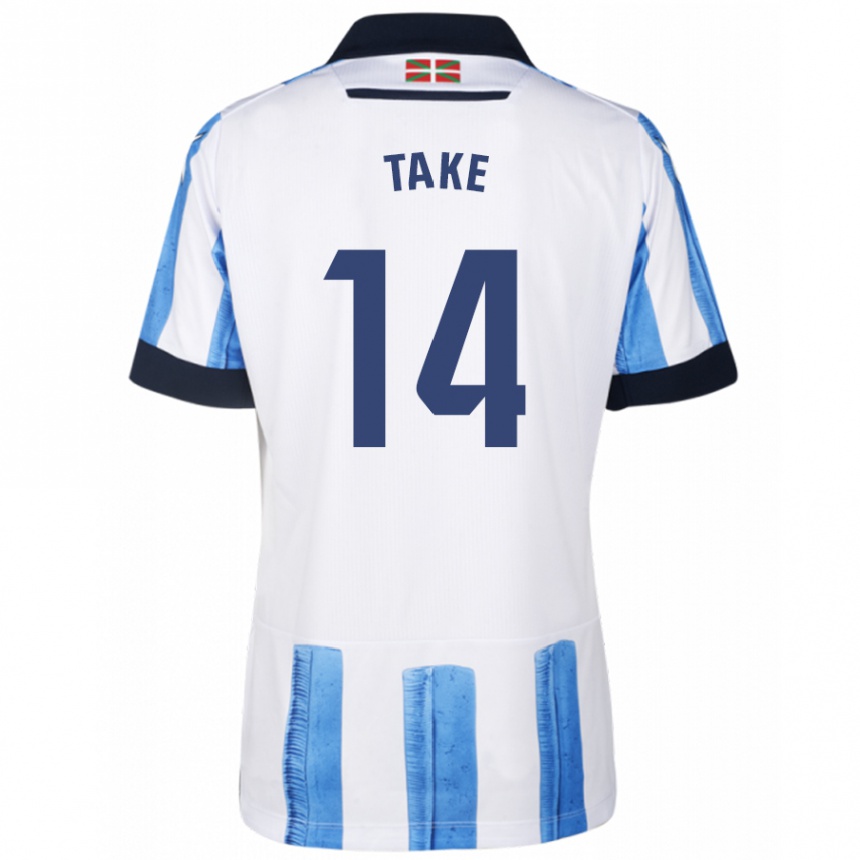 Kids Football Takefusa Kubo #14 Blue White Home Jersey 2023/24 T-Shirt