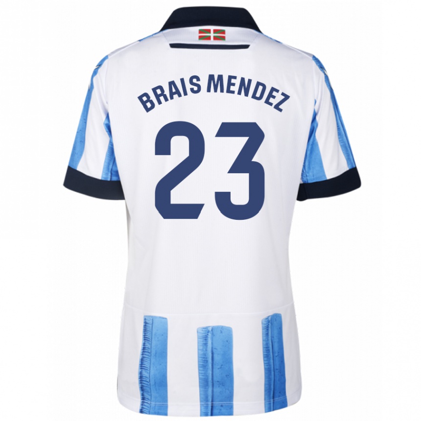 Kids Football Brais Méndez #23 Blue White Home Jersey 2023/24 T-Shirt