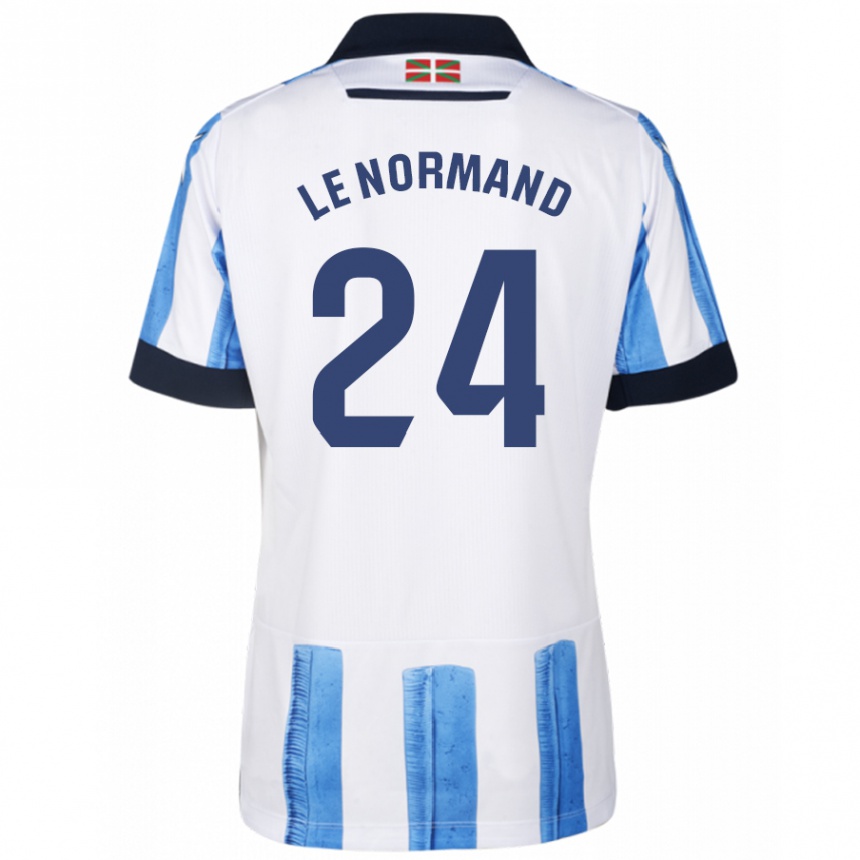 Kids Football Robin Le Normand #24 Blue White Home Jersey 2023/24 T-Shirt