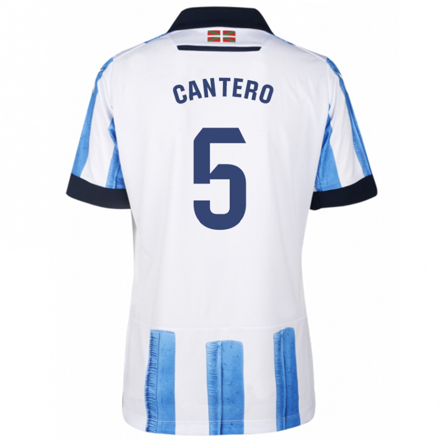 Kids Football Yago Cantero #5 Blue White Home Jersey 2023/24 T-Shirt