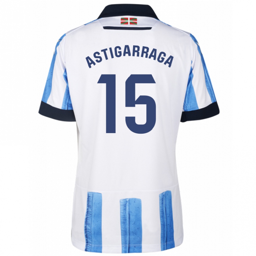 Kids Football Eneko Astigarraga #15 Blue White Home Jersey 2023/24 T-Shirt