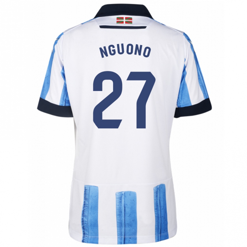 Kids Football Job Nguono #27 Blue White Home Jersey 2023/24 T-Shirt