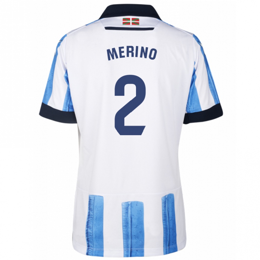 Kids Football Jon Merino #2 Blue White Home Jersey 2023/24 T-Shirt