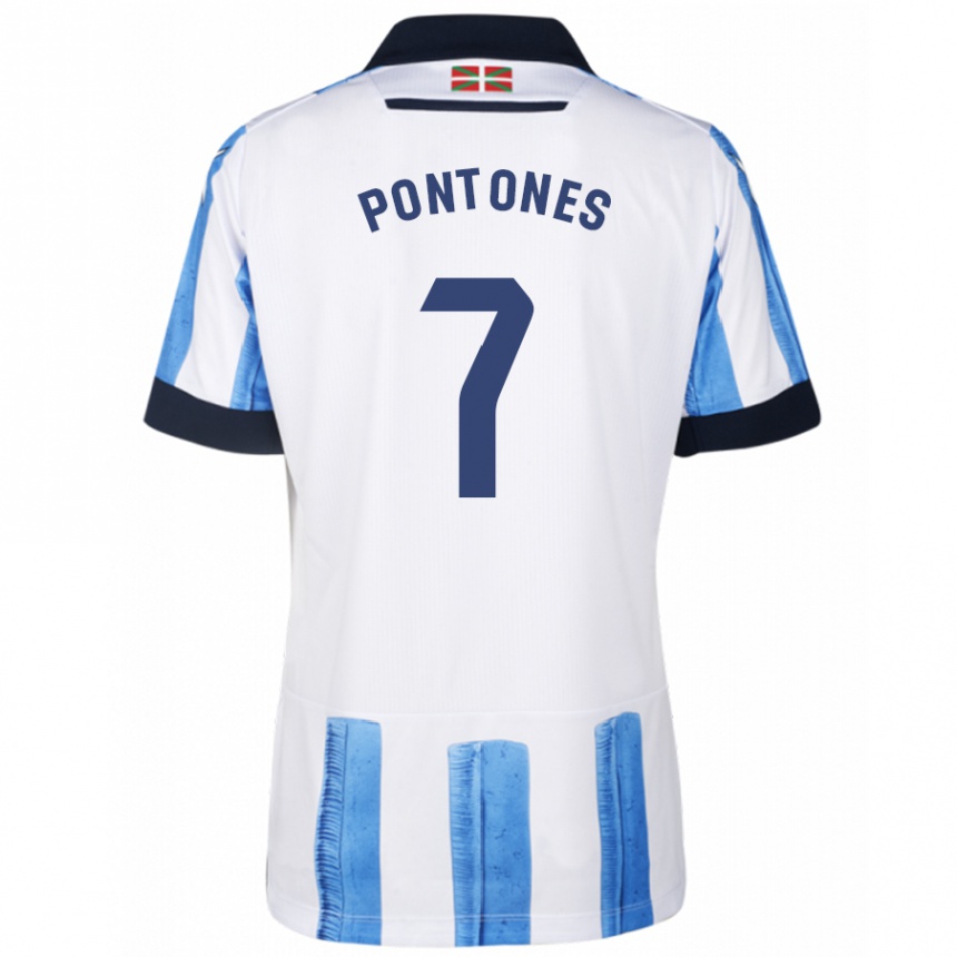 Kids Football Juan Carlos Pontones #7 Blue White Home Jersey 2023/24 T-Shirt